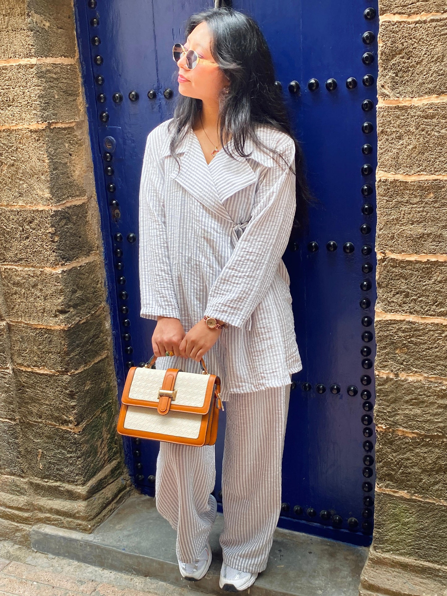 Ensemble en lin rayé - Confort oversize & style bohème