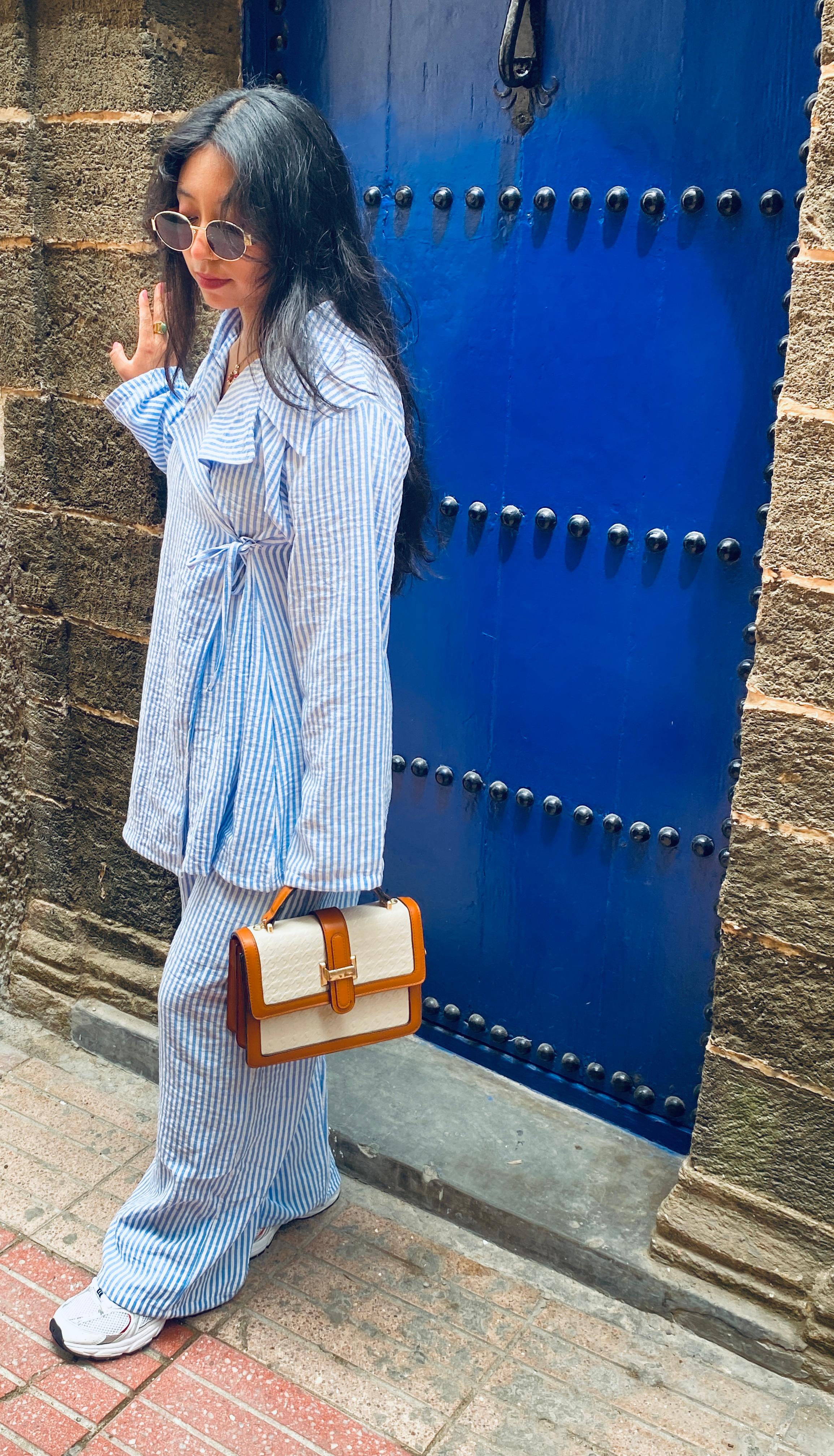 Ensemble en lin rayé - Confort oversize & style bohème