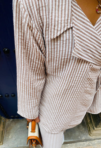Ensemble en lin rayé - Confort oversize & style bohème